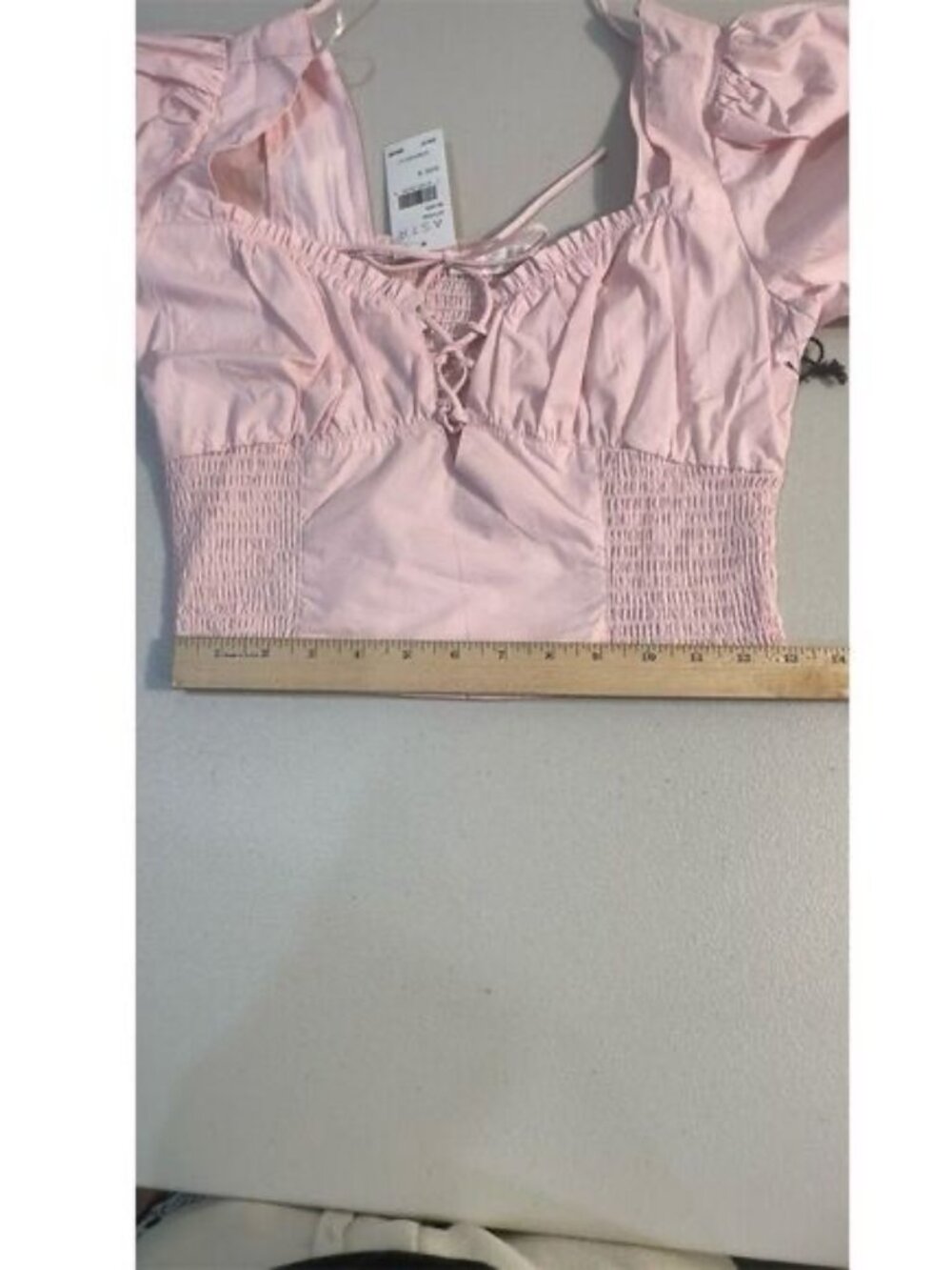 NWT ASTR The Label Women's Pink Puff Sleeve Smocked Blouse Size M - Picture 5 of 9